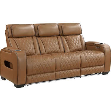 Boyton Caramel Dual Power Recliner Sofa
