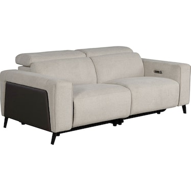 Kenny Taupe Dual Power Recliner Sofa