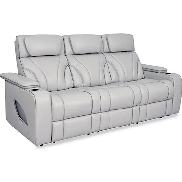 Josh Silver Leather Dual Power Recliner Sofa