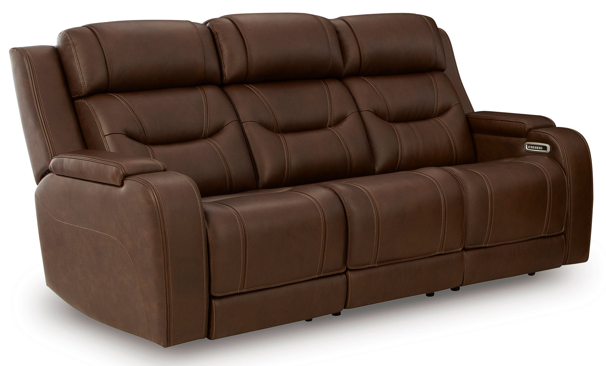 Ashley Furniture Sonata Brown Leather Triple Power Recliner Sofa with Audio TruScore & Quality Report