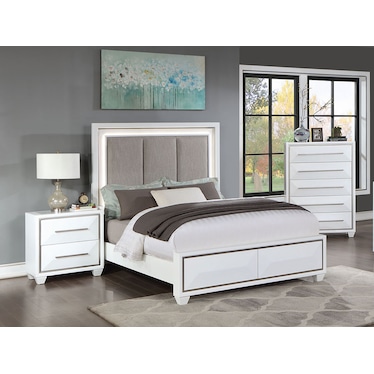 Soho White King Nightstand & Chest 3 Pcs Set