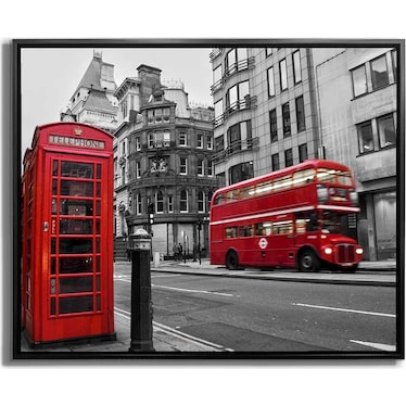 Red Double Decker Bus & Phone Booth Canvas Wall Art