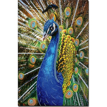 Blue Peacock Acrylic Wall Art w/ Crystal