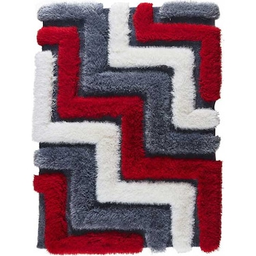 Mida Red Steps Shag Rug