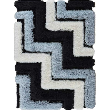 Mida Black Steps Shag Rug