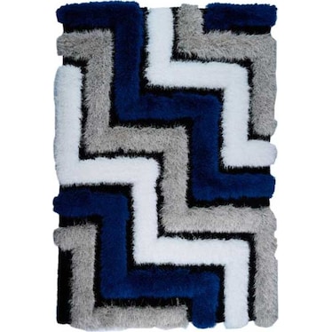 Mida Blue Steps Shag Rug