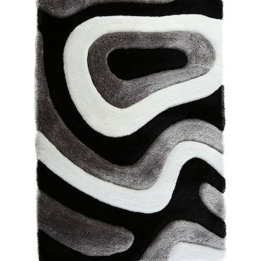 Mateos Black Ripples Shag Rug