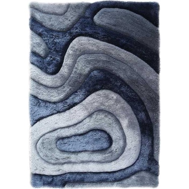 Mateos Blue Ripples Shag Rug