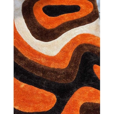 Mateos Orange Ripples Shag Rug