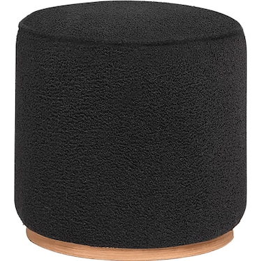 Sutton Black Faux Sheepskin Ottoman