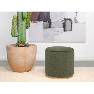 Sutton Green Faux Sheepskin Ottoman