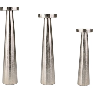 Silver Aluminum Pillar Holder 3 Pcs Set