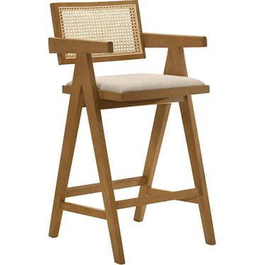 Talia Woven Rattan Wood 28" Bar Stool