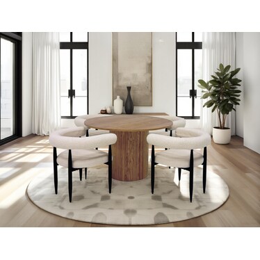 Tobias Cream Boucle Dining 5 Pcs Set