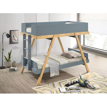 Tricia Blue Twin Over Twin Bunk Bed