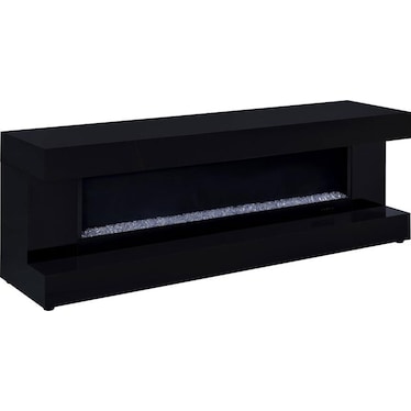 Zahra Black TV Stand w/ Visual Flame Box & Bluetooth Speaker