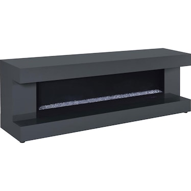 Zahra Grey TV Stand w/ Visual Flame Box & Bluetooth Speaker