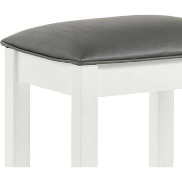 Barzini White Upholstered Vanity Stool