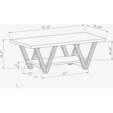 Wood Top V Legs Coffee Table